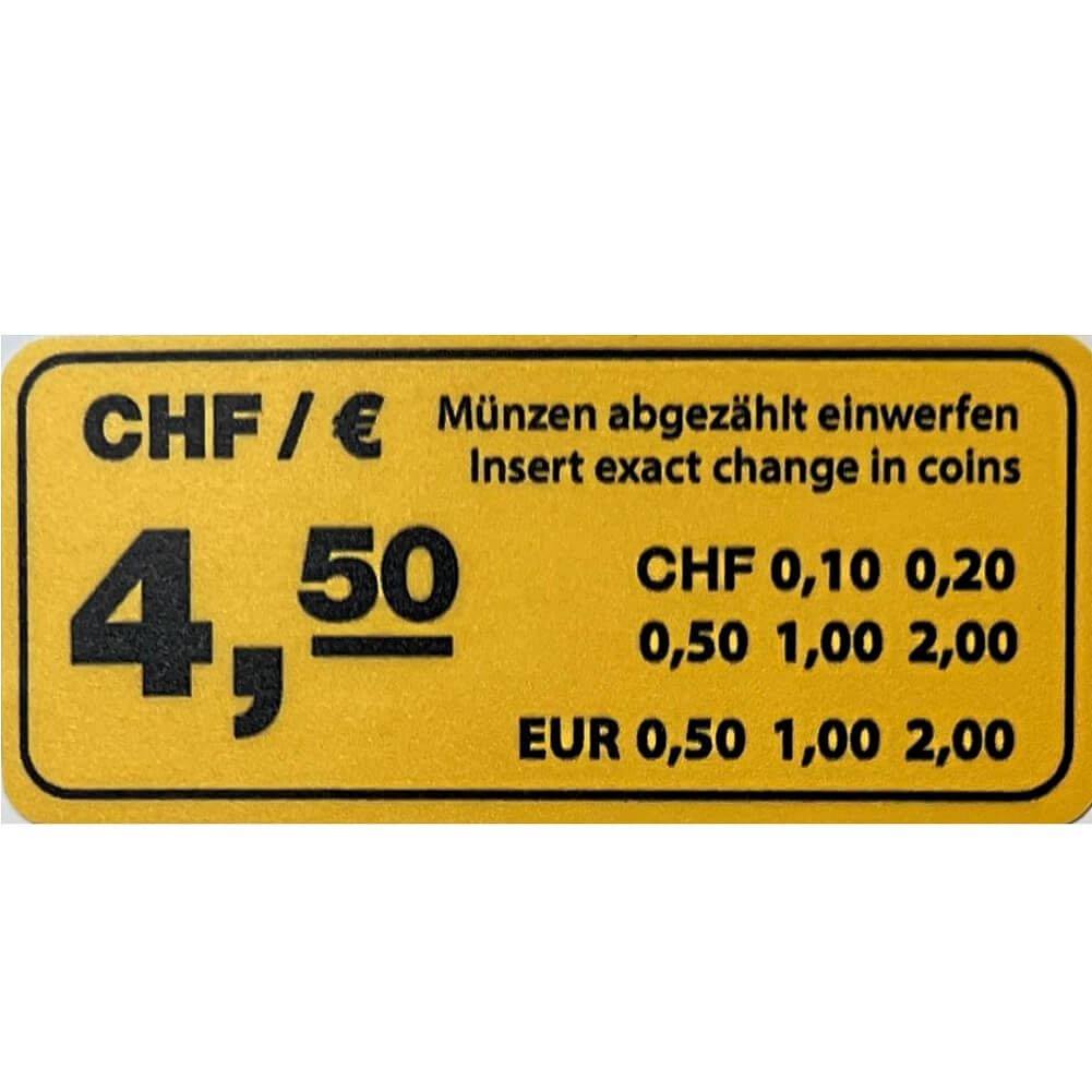 Sticker, Aufkleber für Preisangabe CHF / € 4,50 (gelb)
