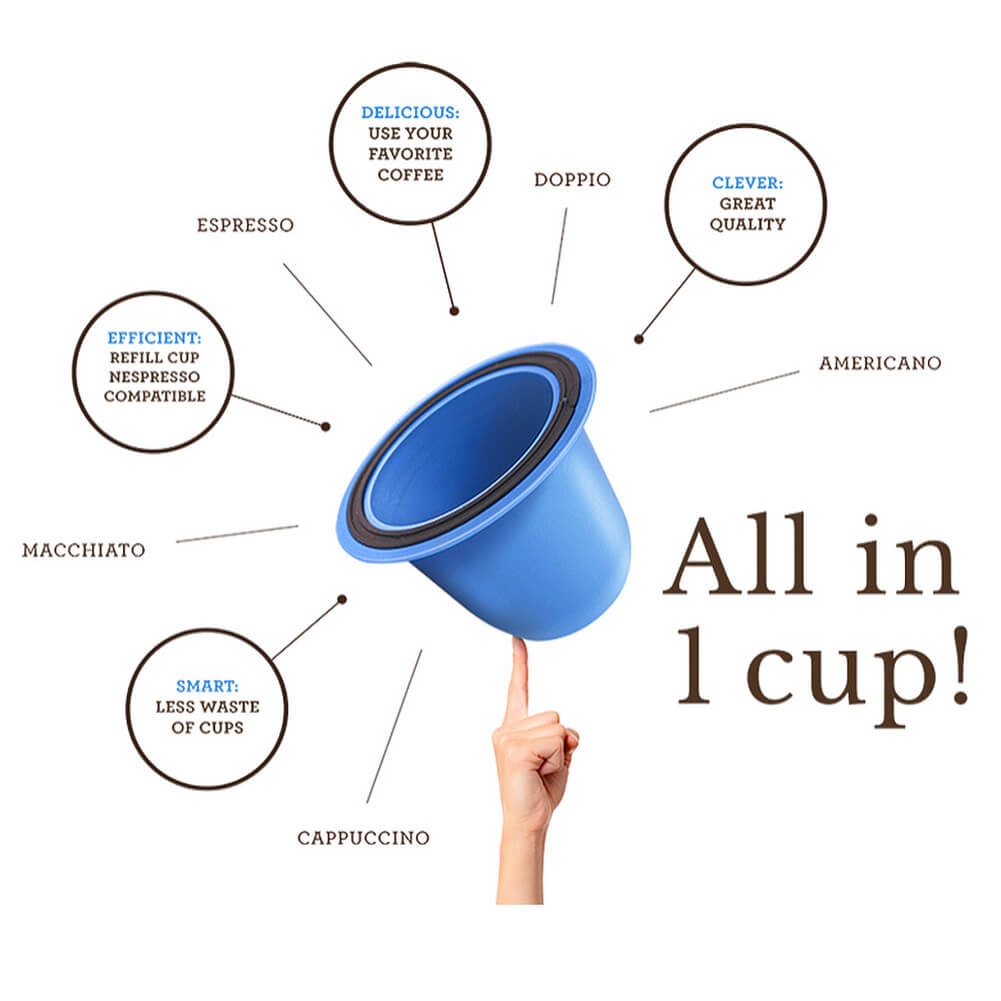 Cápsulas Bluecup como las cápsulas de café Nespresso, 6 unidades