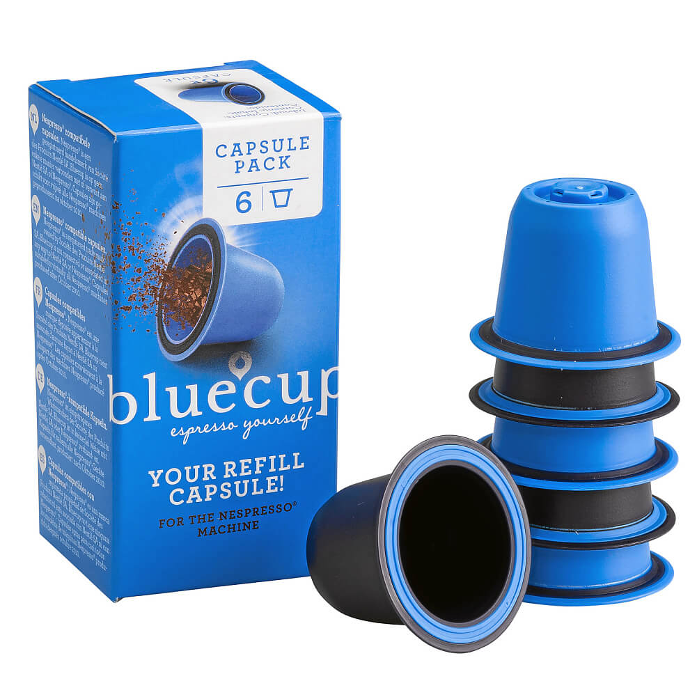 Cápsulas Bluecup como las cápsulas de café Nespresso, 6 unidades