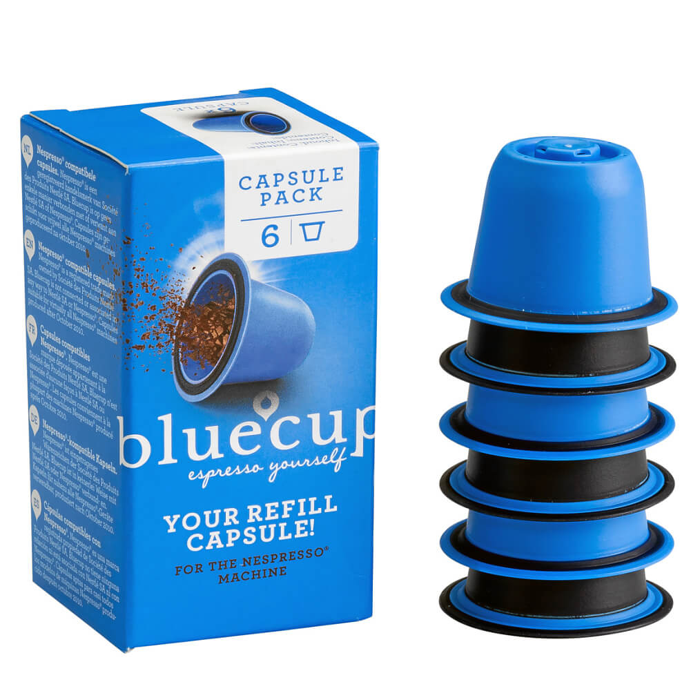 Cápsulas Bluecup como las cápsulas de café Nespresso, 6 unidades