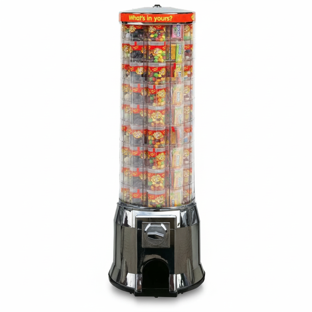 Mini snack vending machine M81, vending machine CHROME  - € 2,- coin slot
