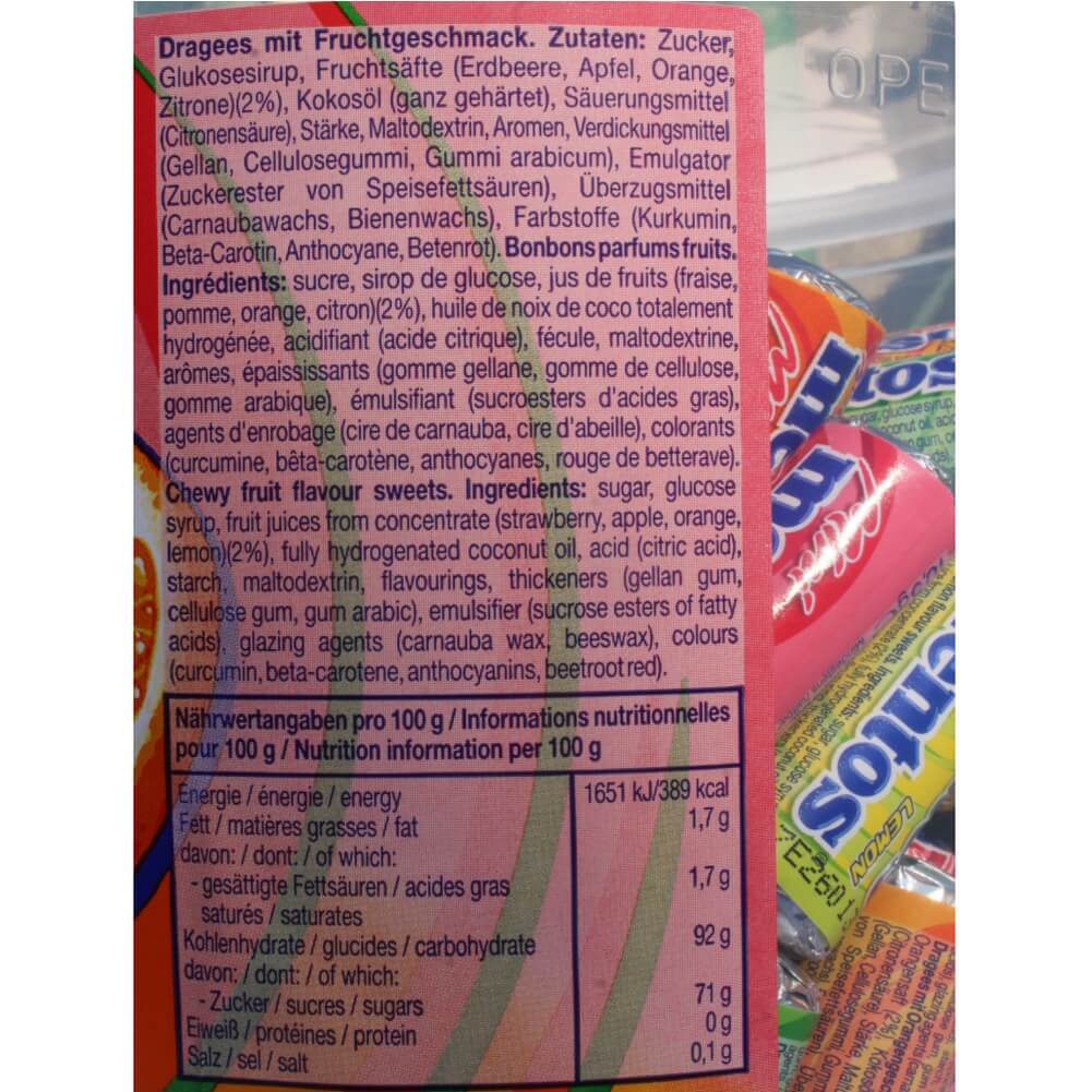 Mini-Mentos Fruit-Mix 1 bote = 120 unidades