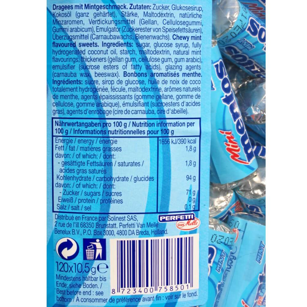 Mini-Mentos Menta 1 Lata = 120 Unidades