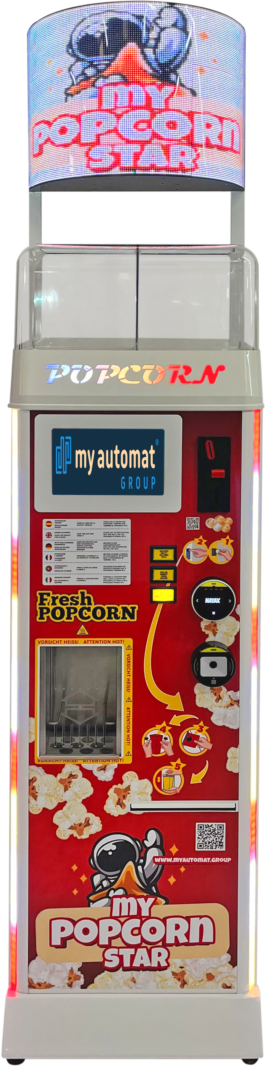 MyPopcorn Star - für 2 Sorten Popcorn + Mix (Mod. 140 EU) plus Nayax plus Telemetrie - Miete (Mietkauf); monatlich, ab dem zweiten Monat: 130,- €