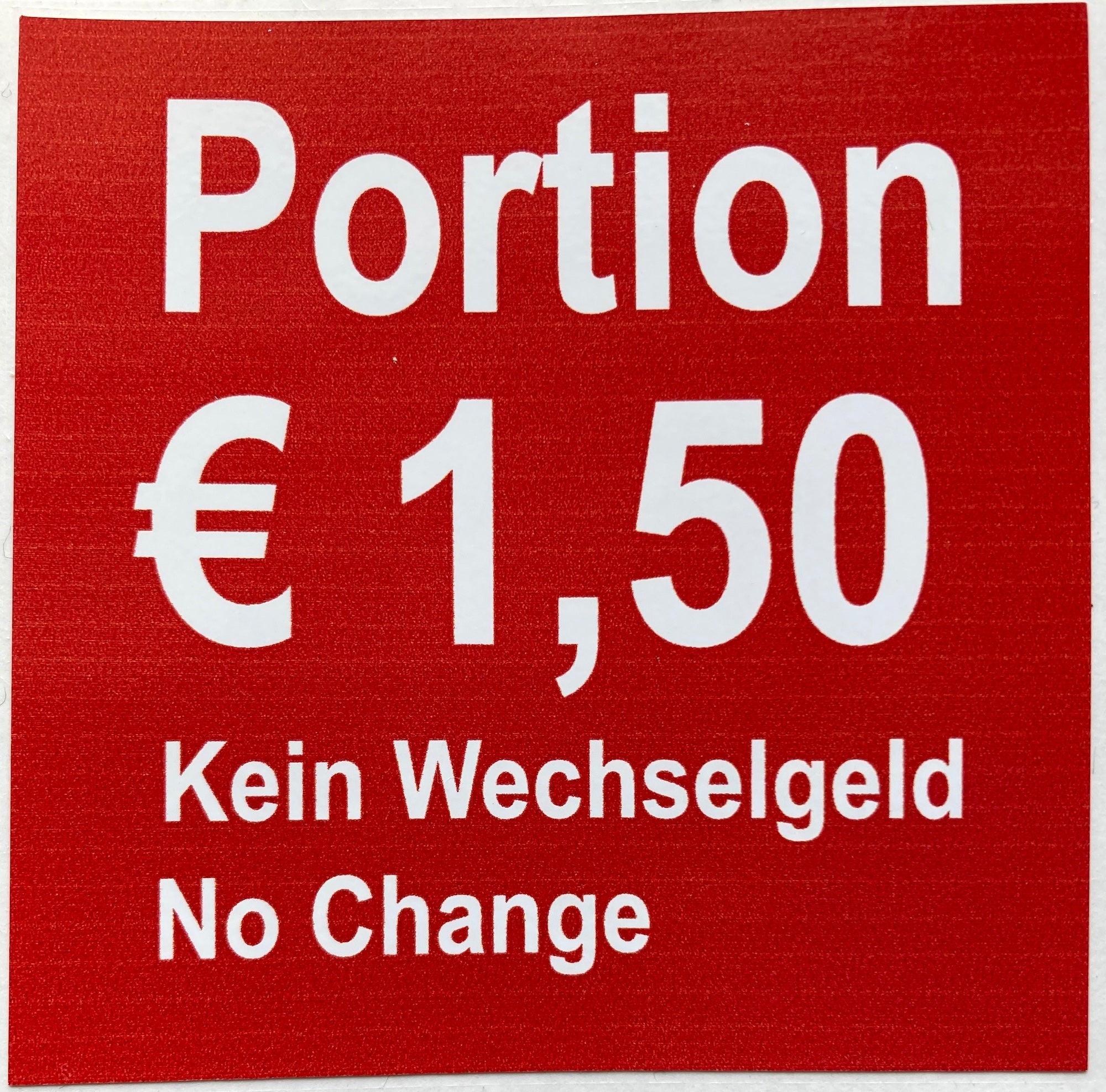 Sticker für Preisangabe "Portion € 1,50" (rot) 75x75mm