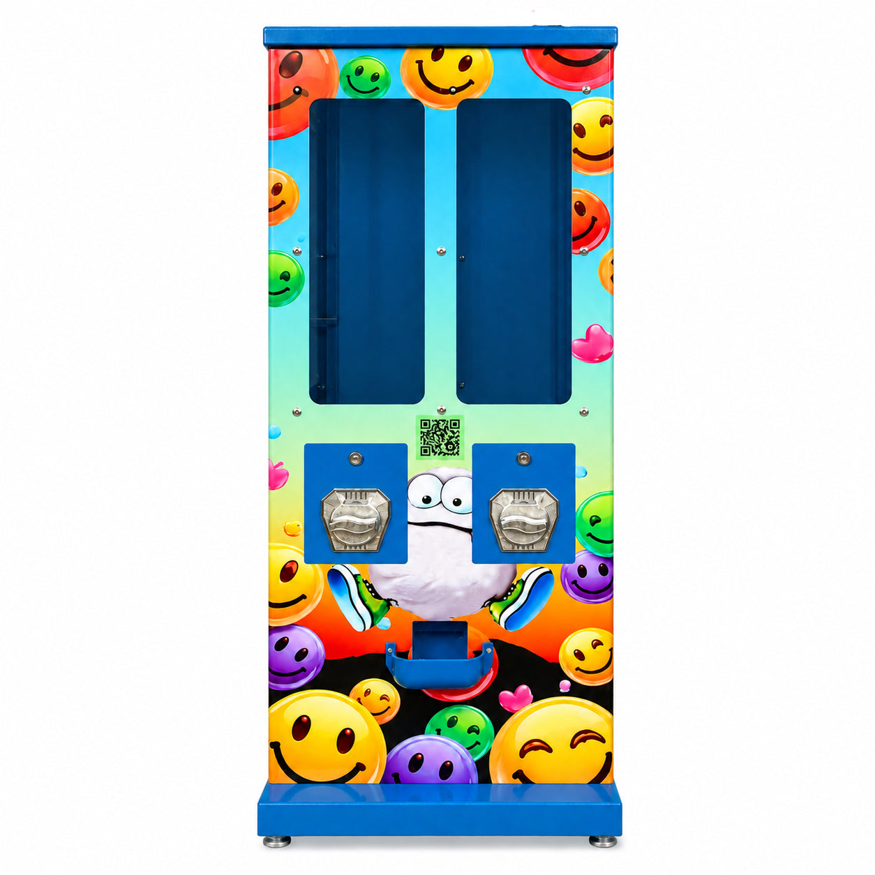Emoji Ball Dispenser Capsule Dispenser with TWO Hoppers for 60–65 mm balls or capsules – BLUE