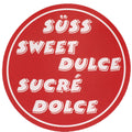 Flavour sticker Süss, Sweet, Dulce, Sucré, Dolce - RED ROUND, 95mm