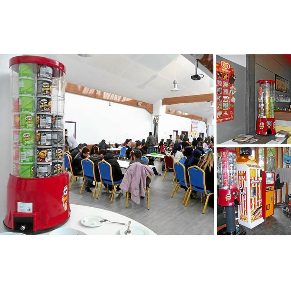 Automat für Pringles M49 GEBRAUCHT ROT (mit mechanischem Münzprüfer € 2,00)