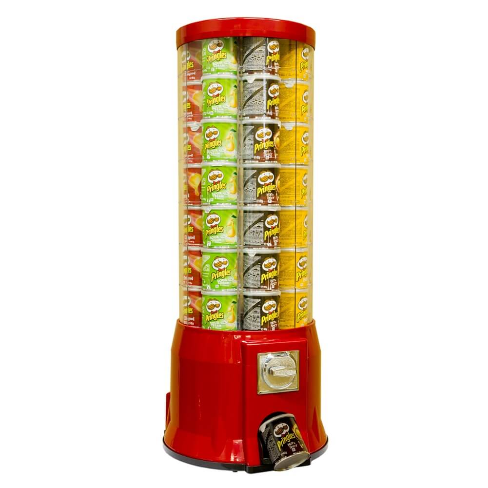 Automat für Pringles M49 GEBRAUCHT ROT (mit mechanischem Münzprüfer € 2,00)