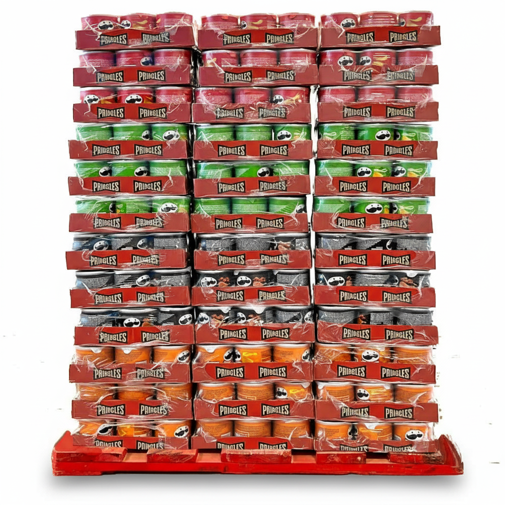 Pringles Chips combination mixed pallet with 1728 cans. 4 flavors with 432 cans each.