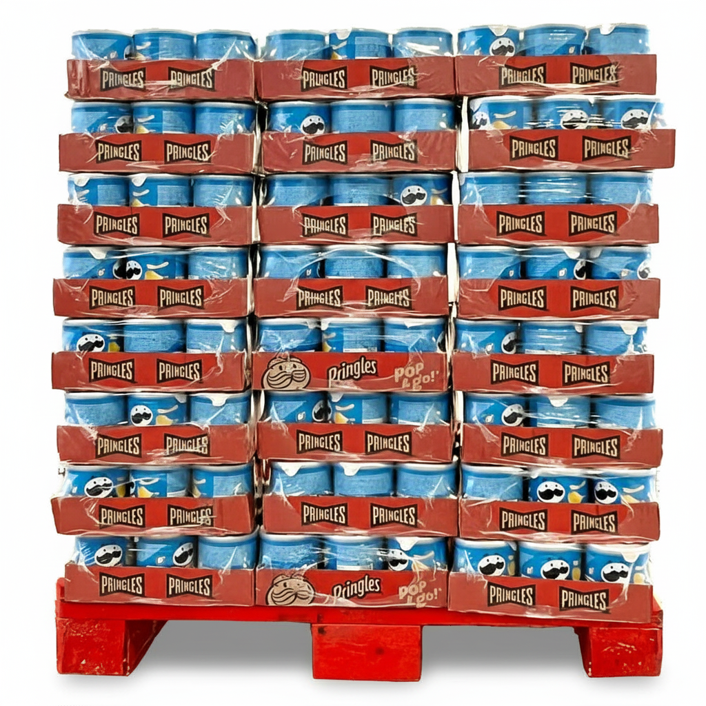 Pringles Chips combination mixed pallet with 1728 cans. 4 flavors with 432 cans each.