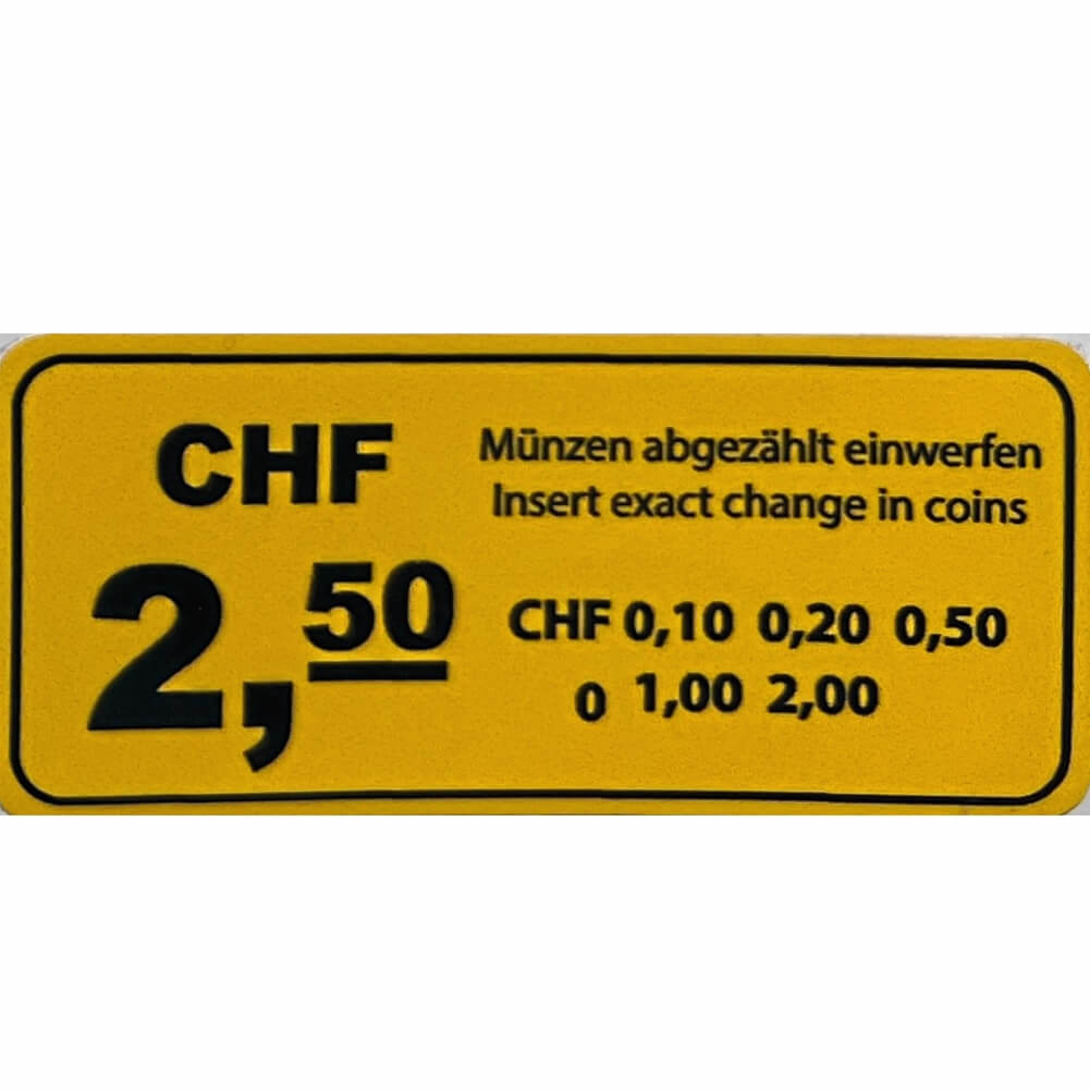 Sticker, Aufkleber für Preisangabe CHF 2,50 (gelb)