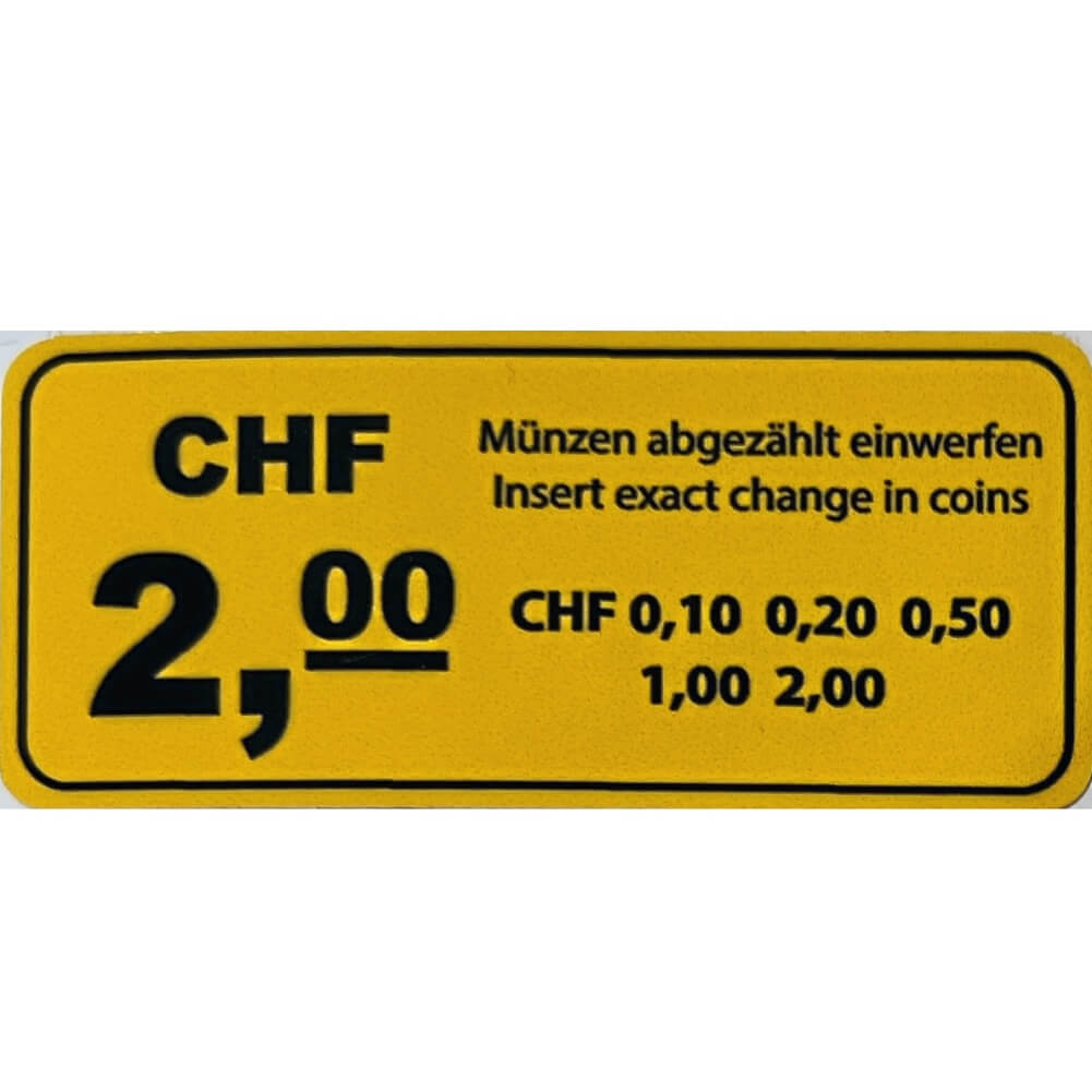 Sticker, Aufkleber für Preisangabe CHF 2,00 (gelb)