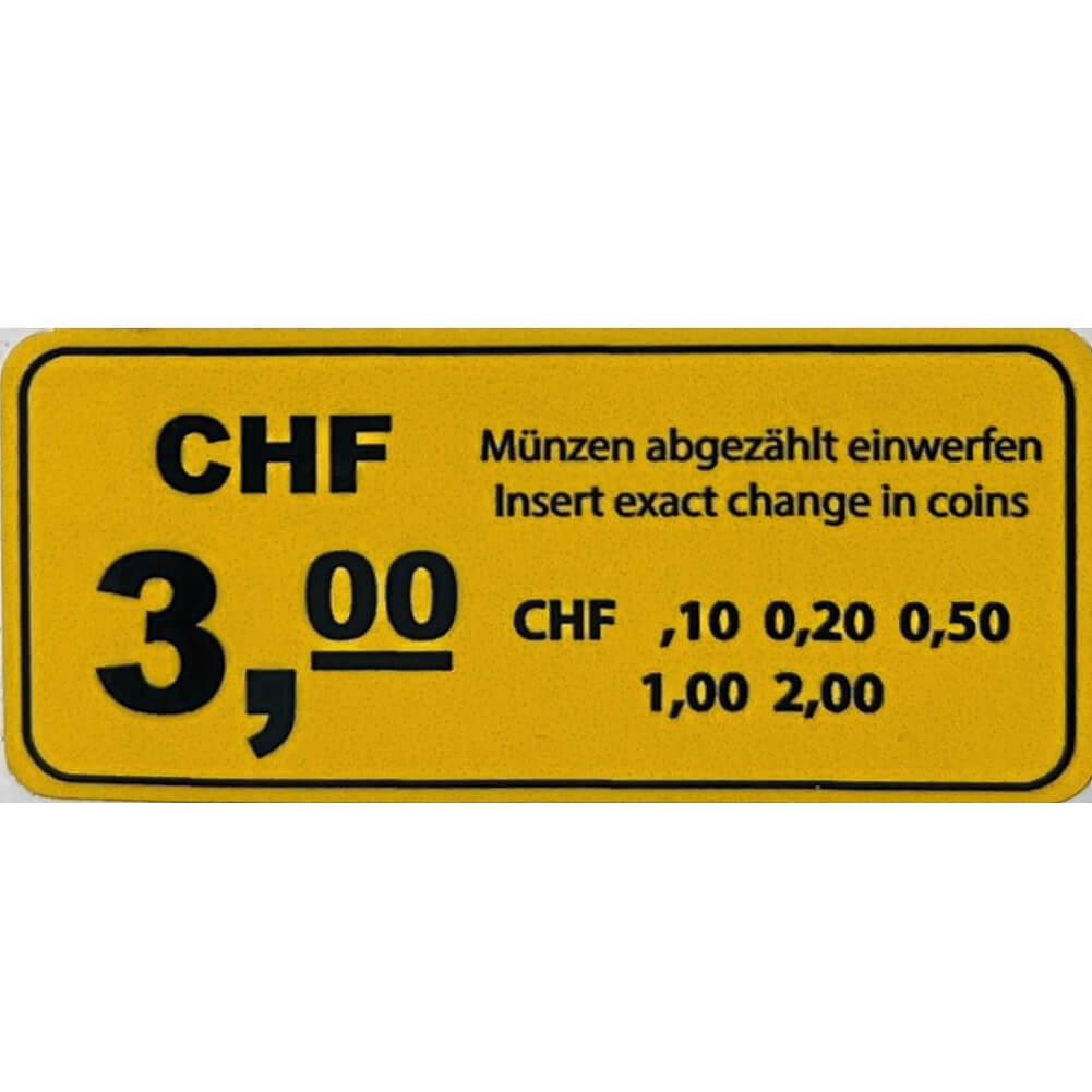 Sticker, Aufkleber für Preisangabe CHF 3,00 (gelb)
