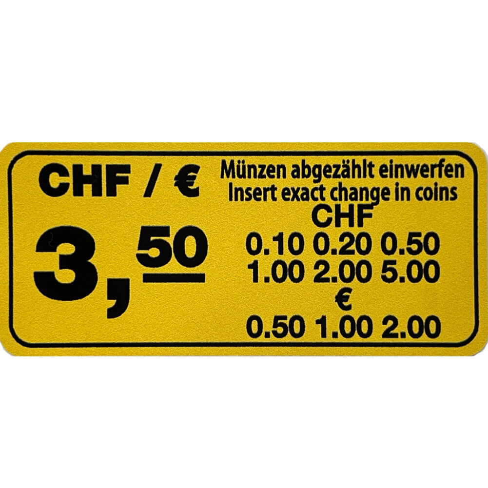 Aufkleber für Preisangabe CHF & € 3,50 (gelb)