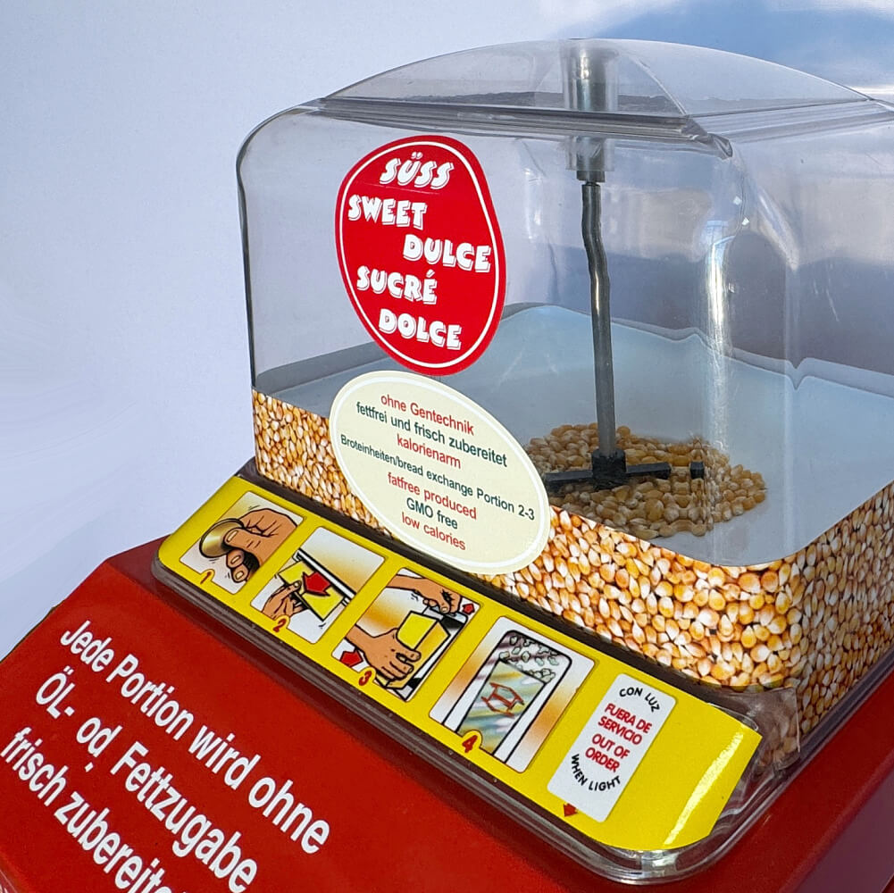 Popcorn-Automat Airpop GO rot - gebraucht ohne Popcorn-World-Aufkleber